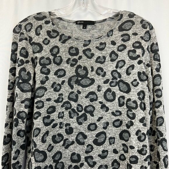 Gibson Womens Casual Top Multicolor Leopard Long Sleeve Stretch Scoop Neck Small - Picture 5 of 11